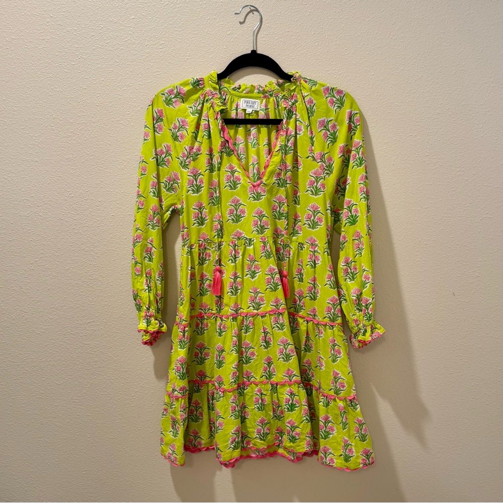 Pink City Prints Dress - XS - Luna Mini Dress in Lime Hibiscus